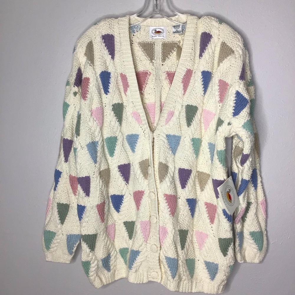NOS Chunky Hand Knit Sweater Marsh Landing Cottage Core NWT Lg